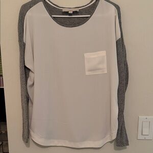 LOFT Charcoal and Cream Knit Top